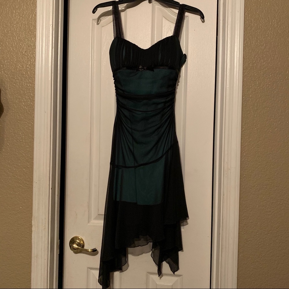 Sheer Black And Teal Dress.